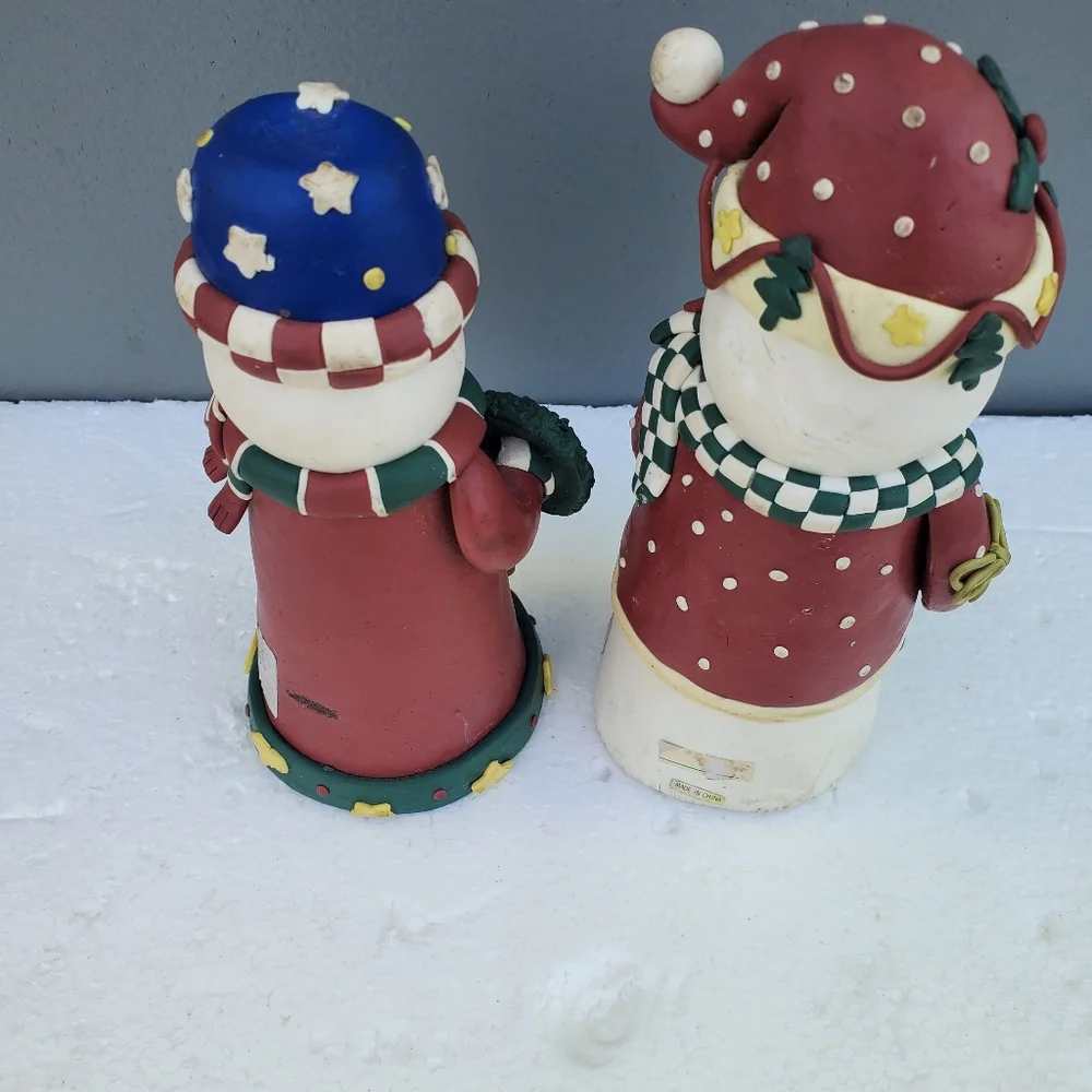 Snowman Clay / Resin Figurine xmas tree wreath folk Art